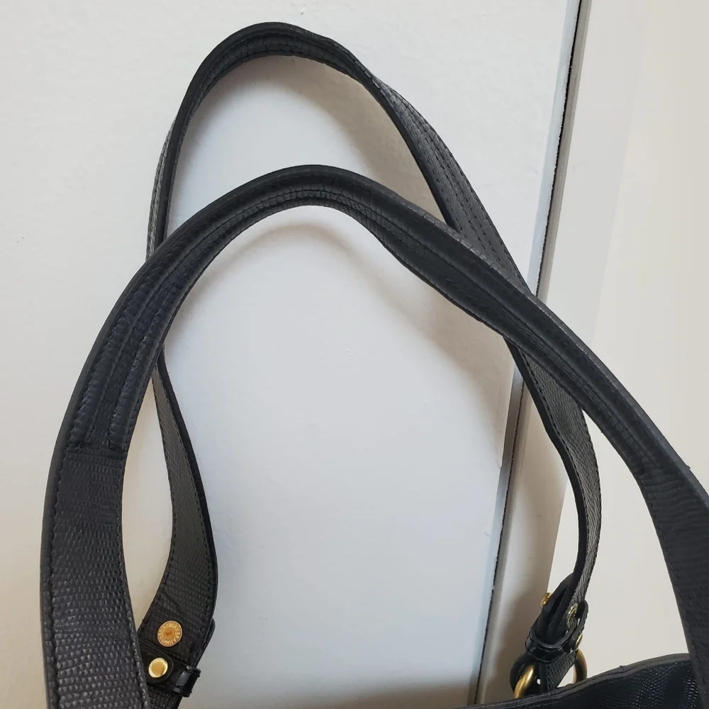 Brahmin Large Black Bucket Leather Tote